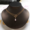 Wholesale Pendant Necklace Multilayer Ballpoint Chain Natural Freshwater Pearl Copper 18K Gold Color Preservation