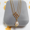 Wholesale Pendant Necklace Multilayer Ballpoint Chain Natural Freshwater Pearl Copper 18K Gold Color Preservation