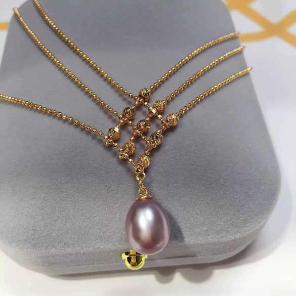 Wholesale Pendant Necklace Multilayer Ballpoint Chain Natural Freshwater Pearl Copper 18K Gold Color Preservation