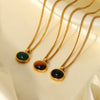 Wholesale Pendant Necklace Natural Stone Oval Geometric Stainless Steel Titanium Steel Electroplated Women's Jewelry