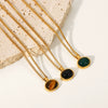 Wholesale Pendant Necklace Natural Stone Oval Geometric Stainless Steel Titanium Steel Electroplated Women's Jewelry