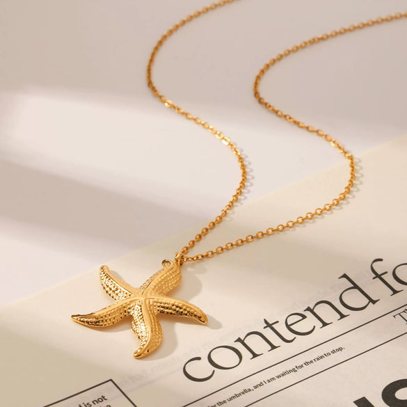 Wholesale Pendant Necklace Ocean Style Starfish Titanium Steel With Animal Zodiac Pattern And Vacuum Plating For Women
