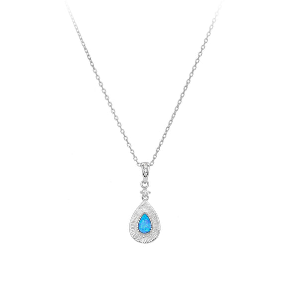 Wholesale Pendant Necklace S925 Sterling Silver Dropshaped Inlaid Zircon Minimalist Natural Style