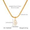 Wholesale Pendant Necklace Stainless Steel Blade Chain Geometric Imitation Baroque Pearl 18K Gold Plated