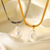 Wholesale Pendant Necklace Stainless Steel Blade Chain Geometric Imitation Baroque Pearl 18K Gold Plated