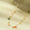 Wholesale Pendant Necklace Stainless Steel Colorful Crystal Zircon Flower Love Electroplating Style