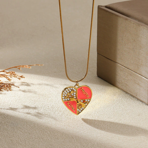 Wholesale Pendant Necklace Stainless Steel Copper Zircon Micro Inlaid Cupid's Arrow Heart Shape Cartoon Characters Electroplated