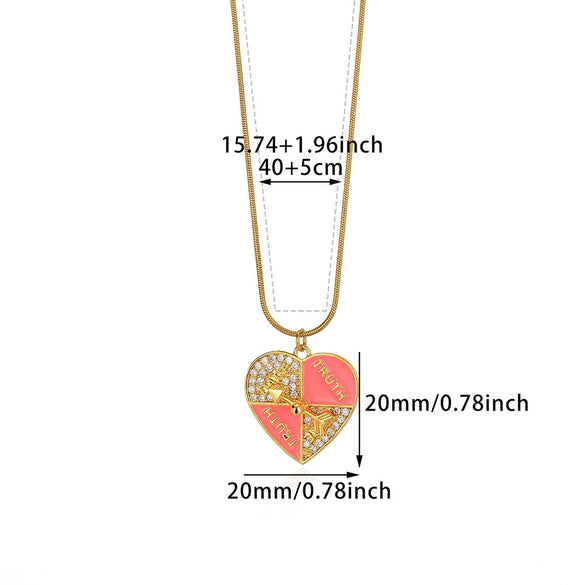 Wholesale Pendant Necklace Stainless Steel Copper Zircon Micro Inlaid Cupid's Arrow Heart Shape Cartoon Characters Electroplated