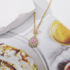 Wholesale Pendant Necklace Stainless Steel Dropshaped Microinlaid Pink Zircon Electroplating Geometric Style Ochain