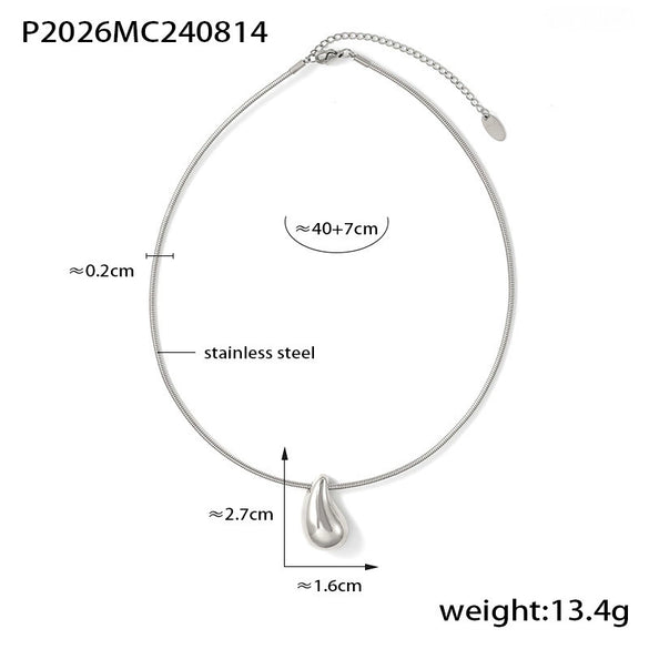 Wholesale Pendant Necklace 316L Stainless Steel Electroplated Gold Drop Shape Geometric Style