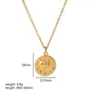Wholesale Pendant Necklace Stainless Steel French Retro Stylish Geometric Lava Texture Inlaid Zircon 18K Gold Electroplated