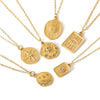 Wholesale Pendant Necklace Stainless Steel French Retro Stylish Geometric Lava Texture Inlaid Zircon 18K Gold Electroplated