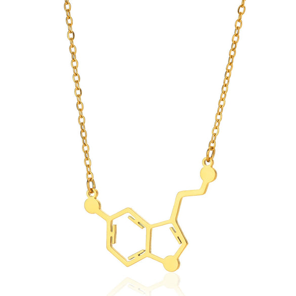 Wholesale Pendant Necklace Stainless Steel Geometric Caffeine Chemical Molecular Structure Electroplating Ochain For Women