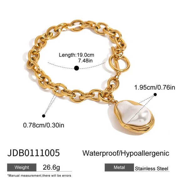 Wholesale Pendant Necklace Stainless Steel Geometric Shaped Pearl Cross 18K Gold Plated Electroplating For Women