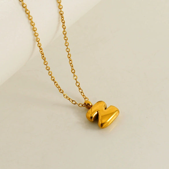Wholesale Pendant Necklace Stainless Steel Gold Electroplated Mini Bubble Letter Style