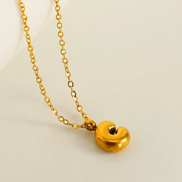 Wholesale Pendant Necklace Stainless Steel Gold Electroplated Mini Bubble Letter Style