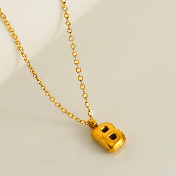 Wholesale Pendant Necklace Stainless Steel Gold Electroplated Mini Bubble Letter Style
