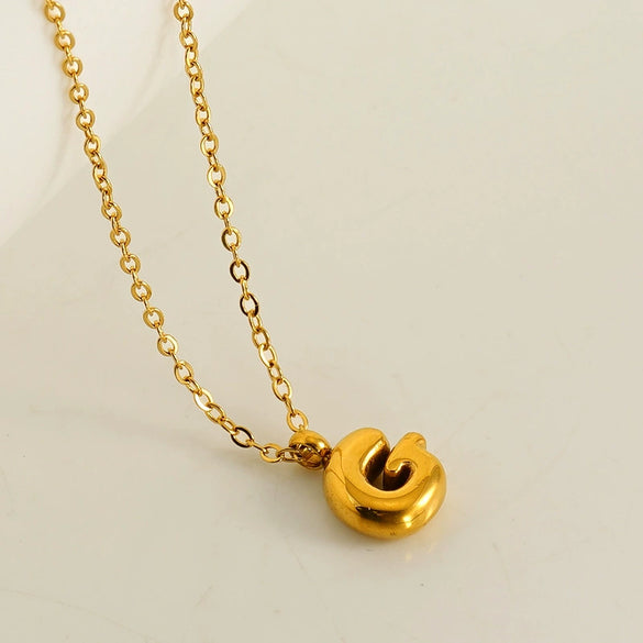 Wholesale Pendant Necklace Stainless Steel Gold Electroplated Mini Bubble Letter Style