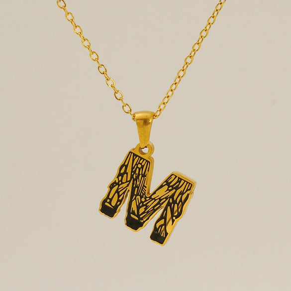 Wholesale Pendant Necklace Stainless Steel Gold Plated Letter Pattern For Unisex