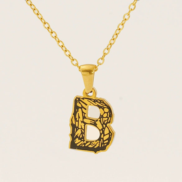 Wholesale Pendant Necklace Stainless Steel Gold Plated Letter Pattern For Unisex