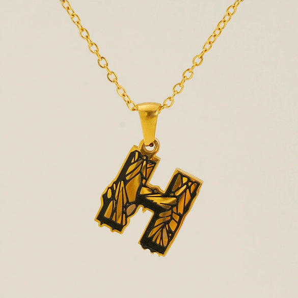 Wholesale Pendant Necklace Stainless Steel Gold Plated Letter Pattern For Unisex