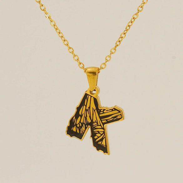 Wholesale Pendant Necklace Stainless Steel Gold Plated Letter Pattern For Unisex