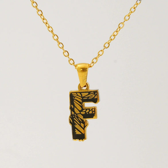 Wholesale Pendant Necklace Stainless Steel Gold Plated Letter Pattern For Unisex