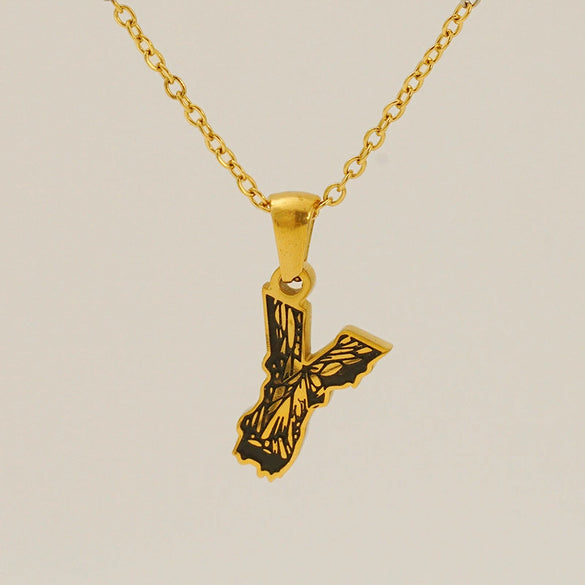 Wholesale Pendant Necklace Stainless Steel Gold Plated Letter Pattern For Unisex