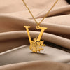 Wholesale Pendant Necklace Stainless Steel Gold Plated Letter Style Electroplated