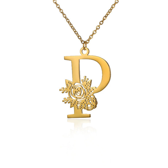 Wholesale Pendant Necklace Stainless Steel Gold Plated Letter Style Electroplated