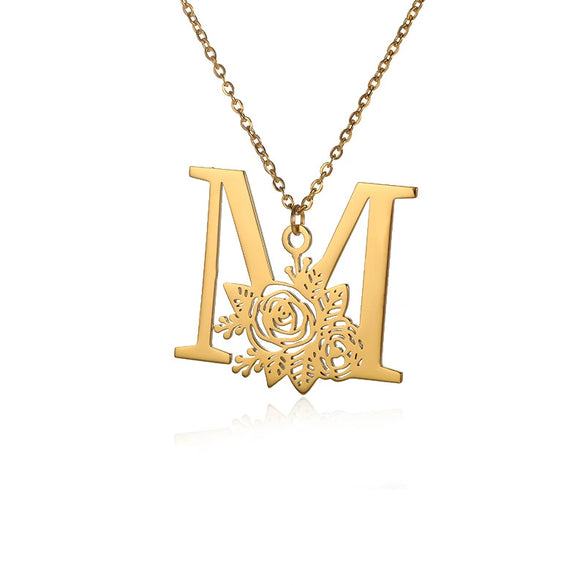 Wholesale Pendant Necklace Stainless Steel Gold Plated Letter Style Electroplated