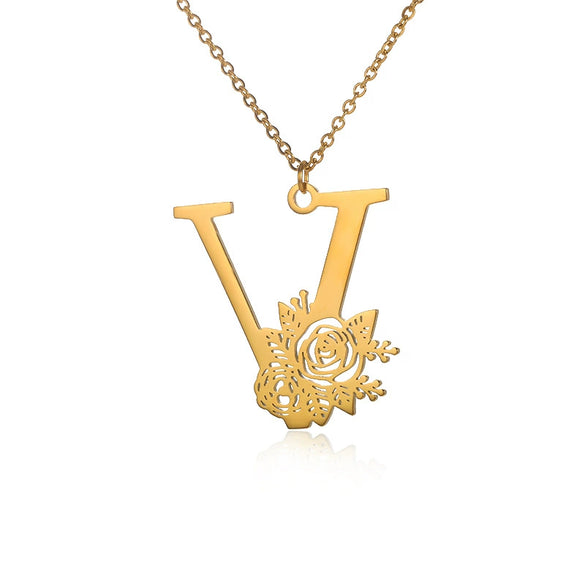 Wholesale Pendant Necklace Stainless Steel Gold Plated Letter Style Electroplated