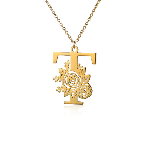 Wholesale Pendant Necklace Stainless Steel Gold Plated Letter Style Electroplated