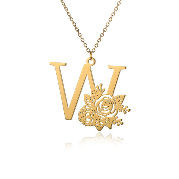 Wholesale Pendant Necklace Stainless Steel Gold Plated Letter Style Electroplated