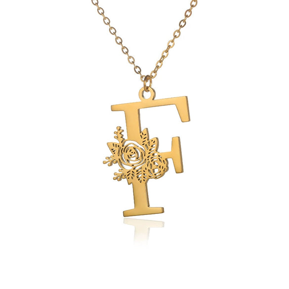 Wholesale Pendant Necklace Stainless Steel Gold Plated Letter Style Electroplated