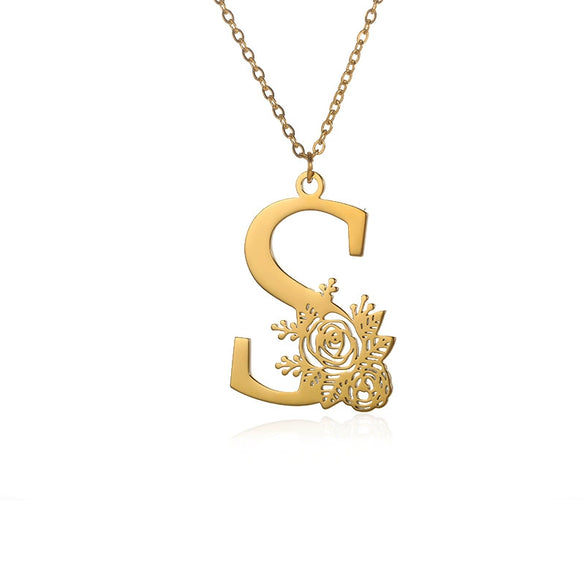 Wholesale Pendant Necklace Stainless Steel Gold Plated Letter Style Electroplated