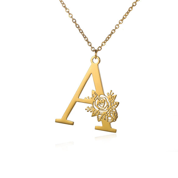 Wholesale Pendant Necklace Stainless Steel Gold Plated Letter Style Electroplated