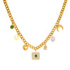 Wholesale Pendant Necklace Stainless Steel Gold Plated White Shell Square Drop Shape Moon Love Pearl For Women