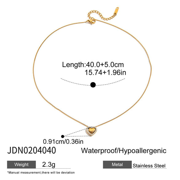 Wholesale Pendant Necklace Stainless Steel Heart Shape Electroplated Simple Elegant