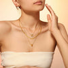 Wholesale Pendant Necklace 316L Stainless Steel Heart Shaped Hollow Zircon Letter Electroplated Light Luxury Style