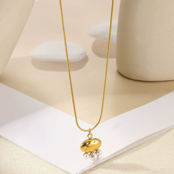 Wholesale Pendant Necklace Stainless Steel Imitation Pearl Geometric Light Luxury Electroplating Women