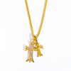 Wholesale Pendant Necklace Stainless Steel Inlaid Zircon Geometric Retro Heavy Industry Electroplating