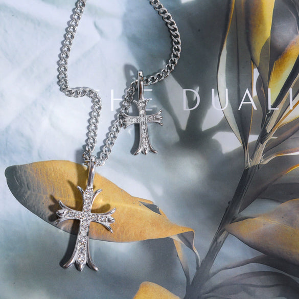 Wholesale Pendant Necklace Stainless Steel Inlaid Zircon Geometric Retro Heavy Industry Electroplating