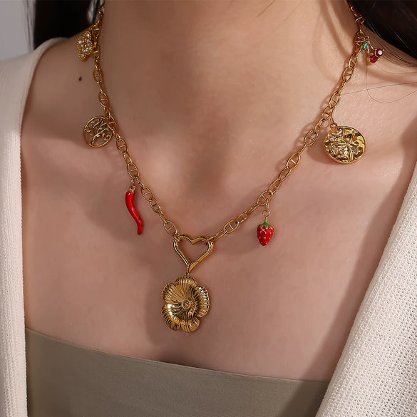 Wholesale Pendant Necklace 316L Stainless Steel 18K Gold Plated Electroplating Exaggerated Fashion Style