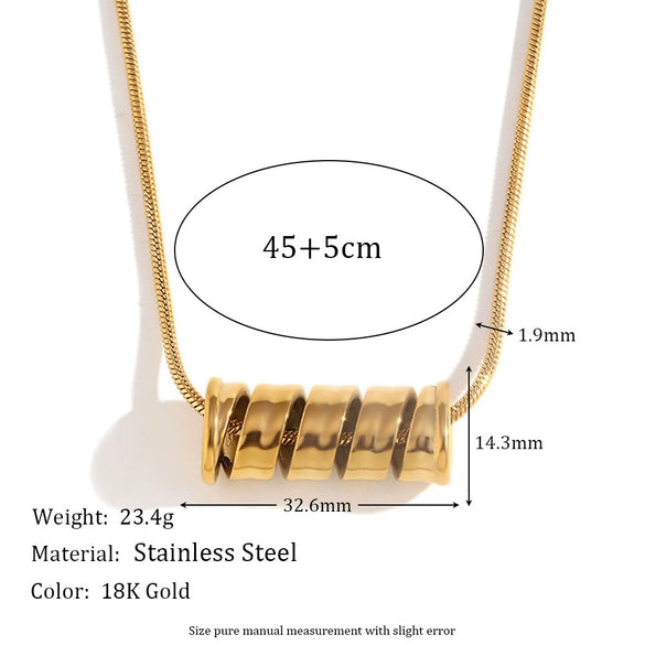 Wholesale Pendant Necklace Stainless Steel 18K Gold Plated Geometric Spiral Spring Women