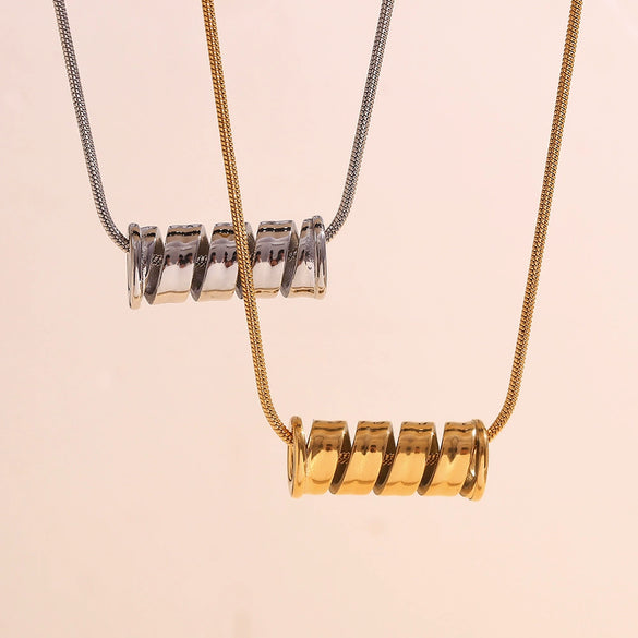 Wholesale Pendant Necklace Stainless Steel 18K Gold Plated Geometric Spiral Spring Women