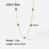 Wholesale Pendant Necklace Stainless Steel Multiple Square Green Zircon Geometric Electroplating Women's