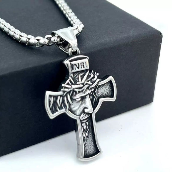 Wholesale Pendant Necklace Stainless Steel Retro Cross Geometric Polishing Men's