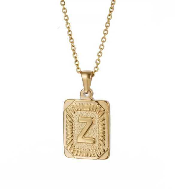 Wholesale Pendant Necklace 316L Stainless Steel Square Letter Electroplated Unisex