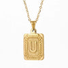 Wholesale Pendant Necklace 316L Stainless Steel Square Letter Electroplated Unisex